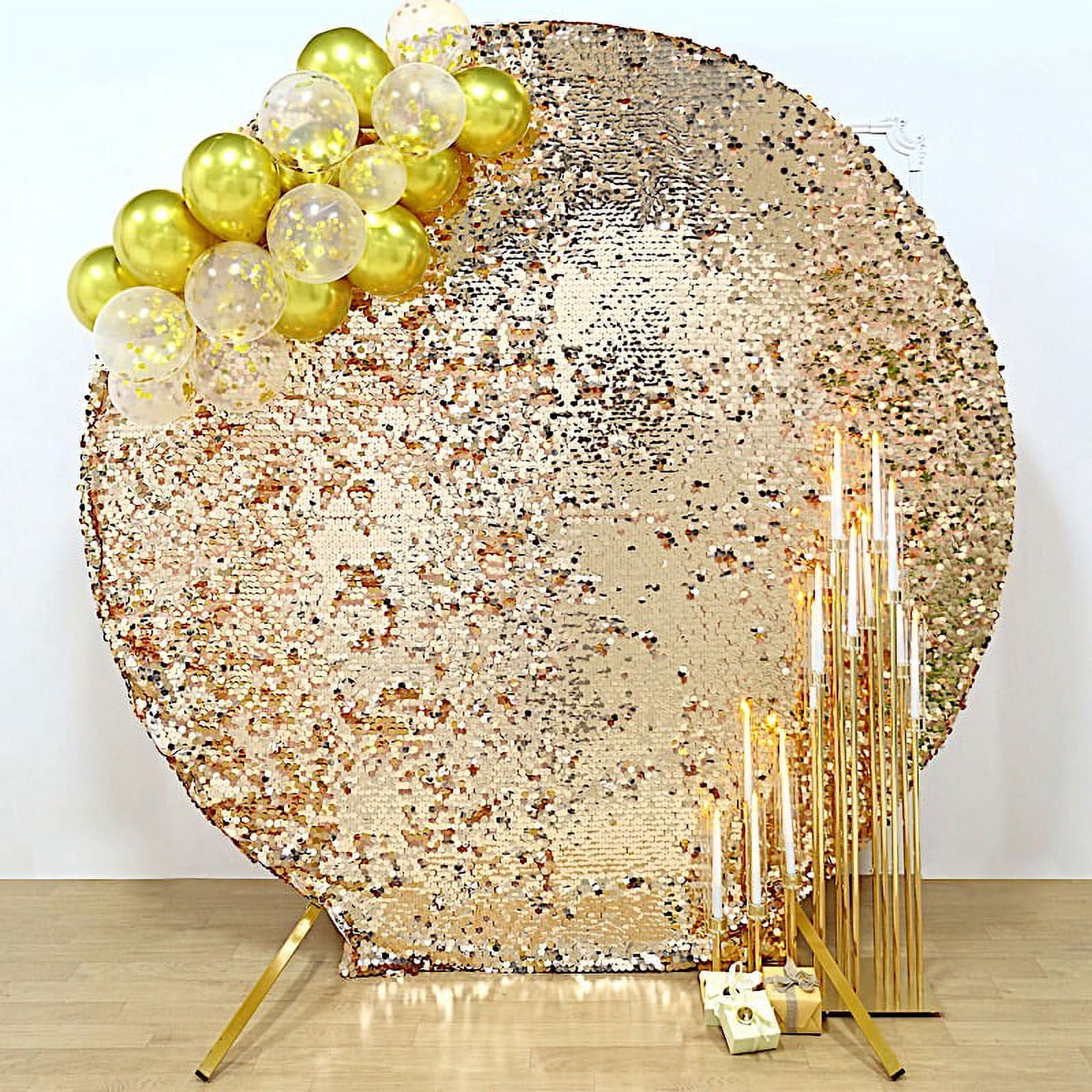 Balsa Circle Sequin Backdrop Drape - 20ft X 10ft Gold Big Payette, Rod Pocket For Weddings & Photo Booths