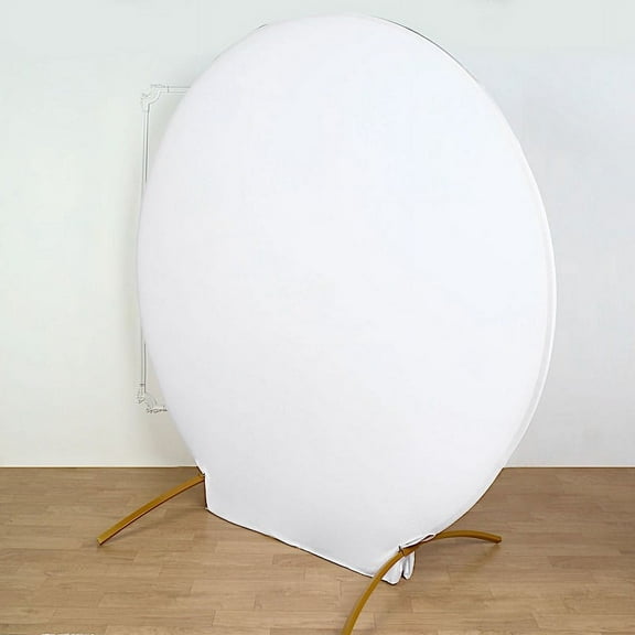 BalsaCircle 7.5 feet White Fitted Spandex Round Wedding Backdrop Stand Cover Wedding Party Event