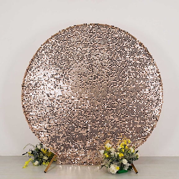 BalsaCircle 7.5 ft Blush Sparkly Big Payette Sequin Round Backdrop Stand Cover Wedding Party Events Home Decorations