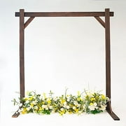 BalsaCircle 7 feet Dark Brown Wood Backdrop Stand Square Wedding Arch Party Decorations