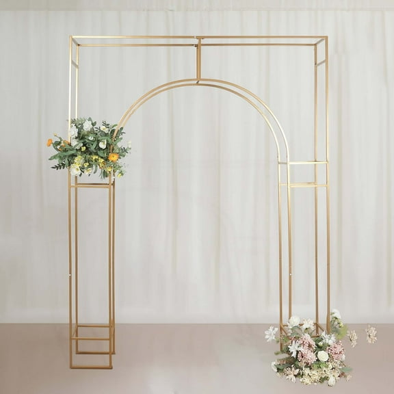 BalsaCircle 7 feet Gold Metal Wedding Arch in Arc de Triomphe Style Party Events Home Decorations Supplies