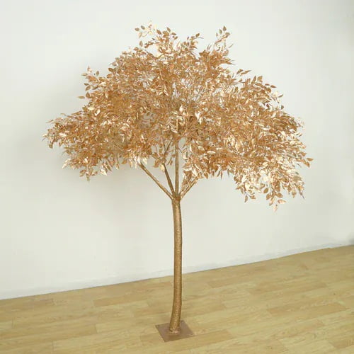 BalsaCircle 7 feet Metallic Gold Faux Leaf Trees with Realistic Trunk Base Party Decorations