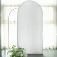 thumbnail image 1 of BalsaCircle 7 ft Silver Fitted Metallic Spandex Round Top Wedding Arch Backdrop Stand Cover Party Events Decorations, 1 of 8
