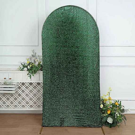 BalsaCircle 7 ft Fitted Metallic Spandex Round Top Wedding Arch Backdrop Stand Cover Party Events Decorations