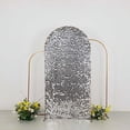 thumbnail image 1 of BalsaCircle 7 ft Silver Fitted Sparkly Big Payette Sequin Round Top Wedding Arch Backdrop Stand Cover Party Events Decorations, 1 of 8