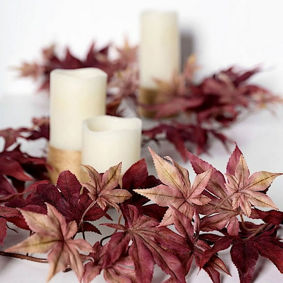 Balsa Circle 70" Burgundy Artificial Fall Maple Leaf Garland Faux Autumn Foliage Wedding Party Decorations