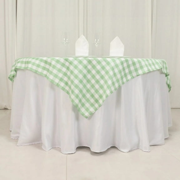 BalsaCircle 70" x 70" Sage Green and White Square Gingham Checkered Polyester Tablecloth Wedding Linens Party Reception Event Decorations