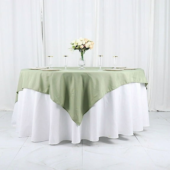 BalsaCircle 70" x 70" Square Polyester Tablecloth Eucalyptus Green