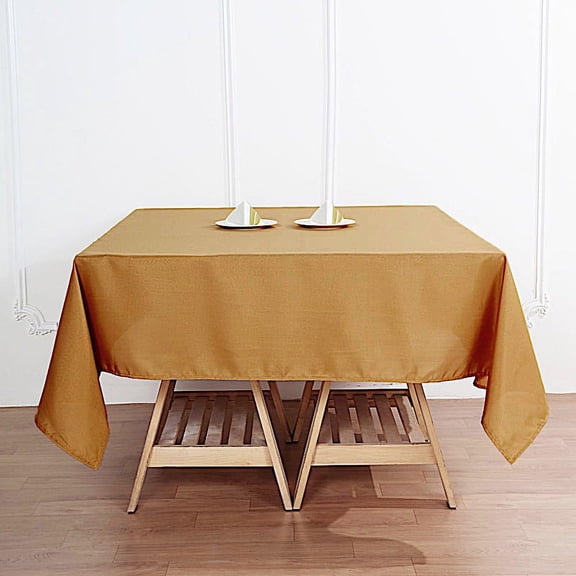 BalsaCircle 70" x 70" Square Polyester Tablecloth Gold