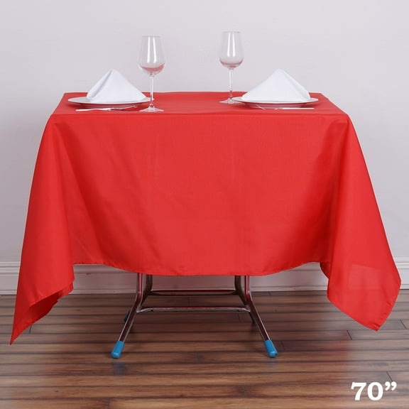 BalsaCircle 70" x 70" Square Polyester Tablecloth Red
