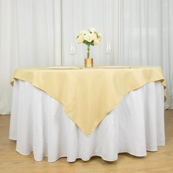Balsa Circle 70 x 70 in Champagne Premium Polyester Square Tablecloth Party Events Reception Decorations Supplies