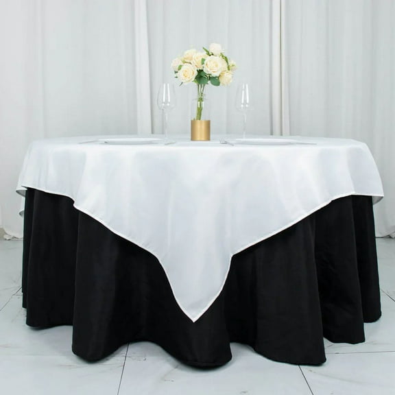 Balsa Circle 70 x 70 in White Premium Polyester Square Tablecloth Party Events Reception Decorations Supplies