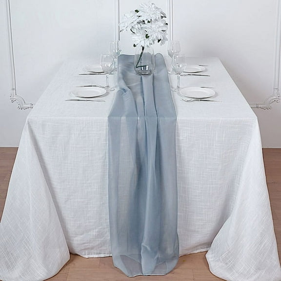 BalsaCircle 72" Dusty Blue Extra Premium Chiffon Table Top Runner Wedding Linens Decorations