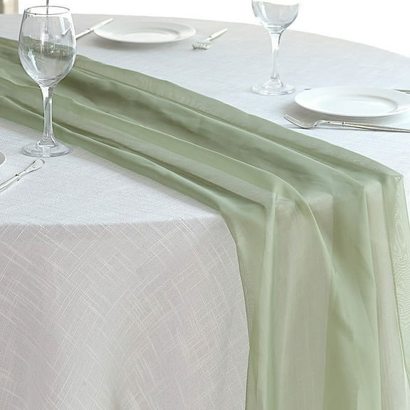 BalsaCircle 72" Dusty Sage Extra Premium Chiffon Table Top Runner Wedding Party Linens Decorations