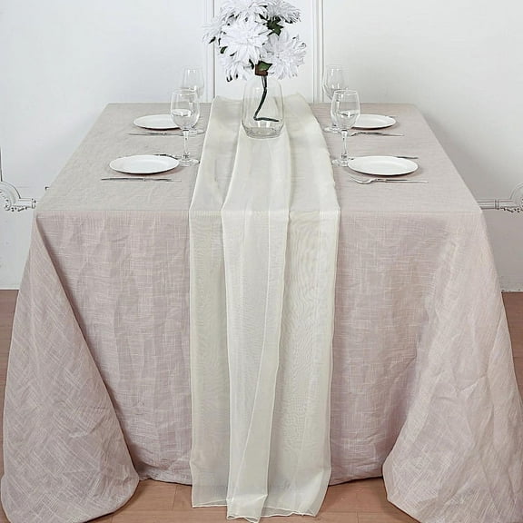 BalsaCircle 72" Ivory Extra Premium Chiffon Table Top Runner Wedding Party Linens Decorations