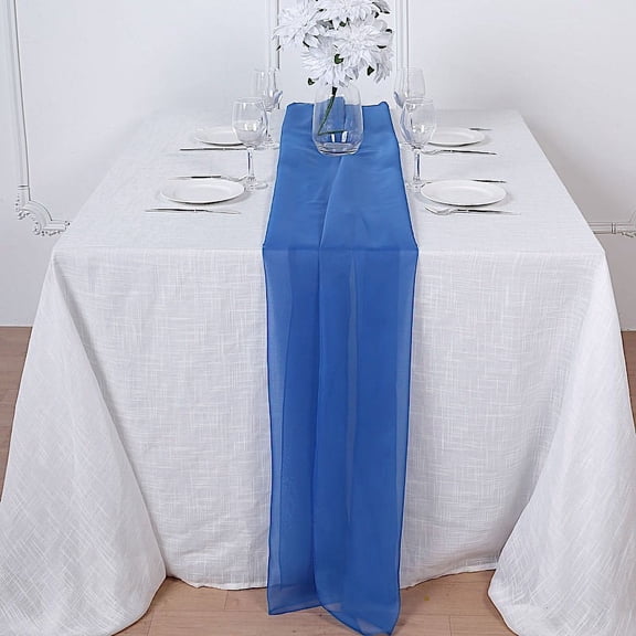 BalsaCircle 72" Royal Blue Extra Premium Chiffon Table Top Runner Wedding Party Linens Decorations