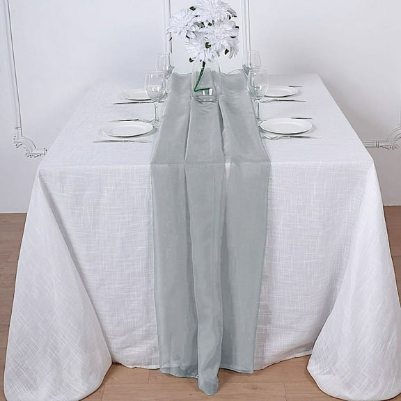 BalsaCircle 72" Silver Extra Premium Chiffon Table Top Runner Wedding Party Linens Decorations