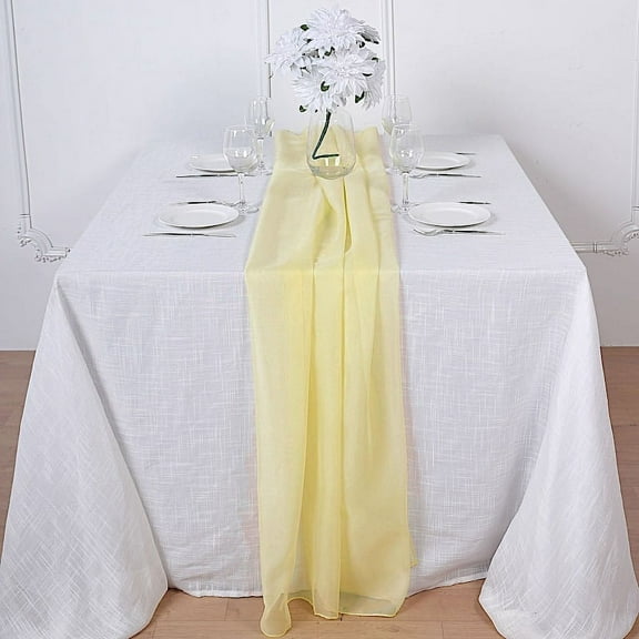 BalsaCircle 72" Yellow Extra Premium Chiffon Table Top Runner Wedding Party Linens Decorations