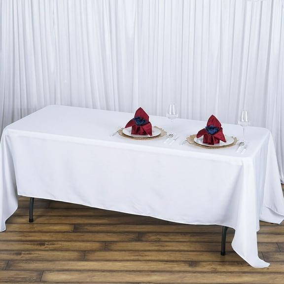 BalsaCircle 72" x 120" Premium Polyester Rectangular Tablecloth Table Linens White