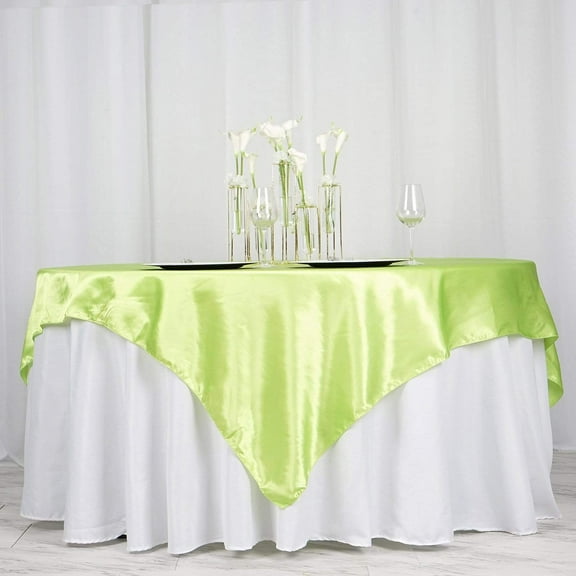 BalsaCircle 72" x 72" Apple Green Square Satin Table Overlays Wedding Party Tablecloth Linens Dinner