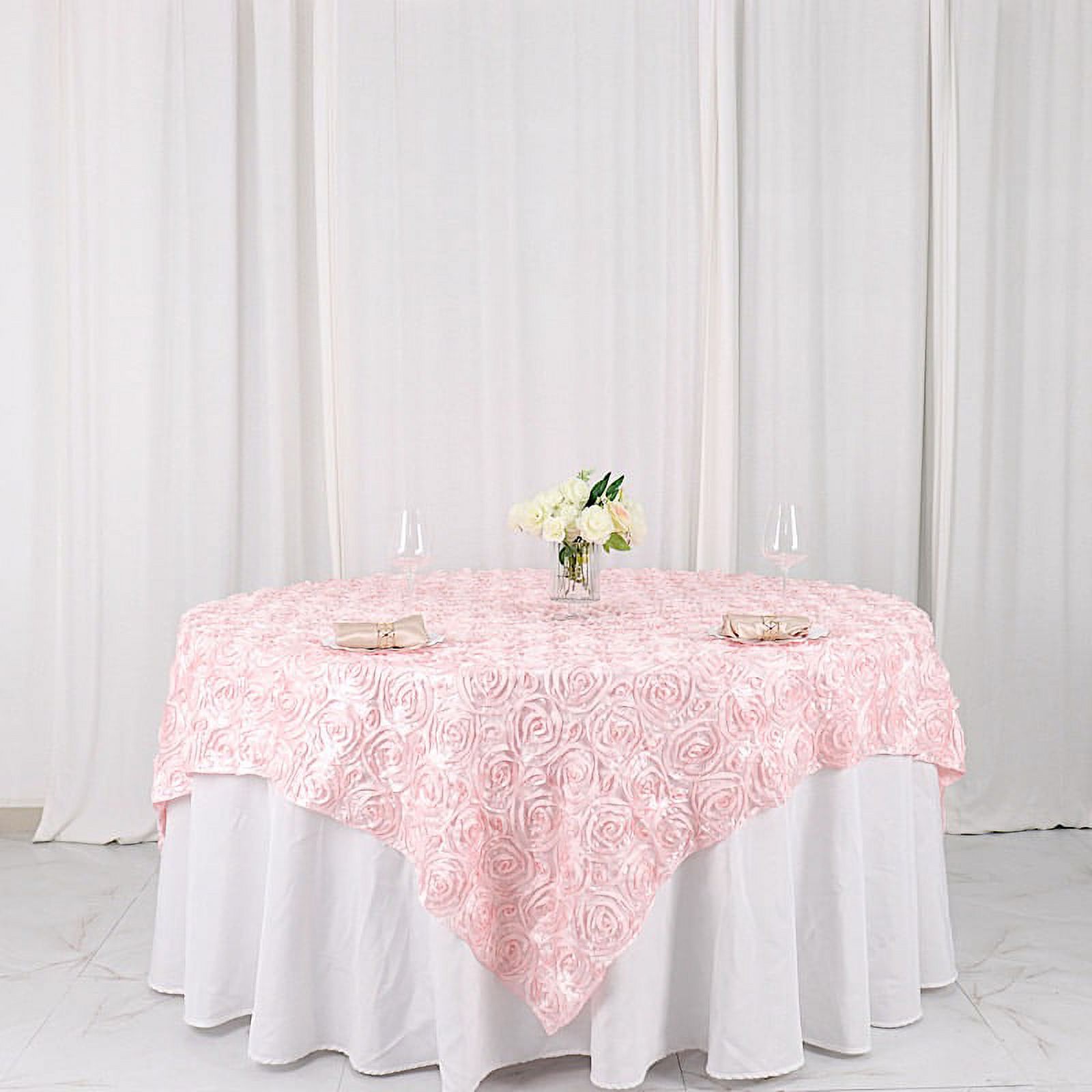 BalsaCircle 72" x 72" Blush Raised Rosette Table Cover Overlays Wedding