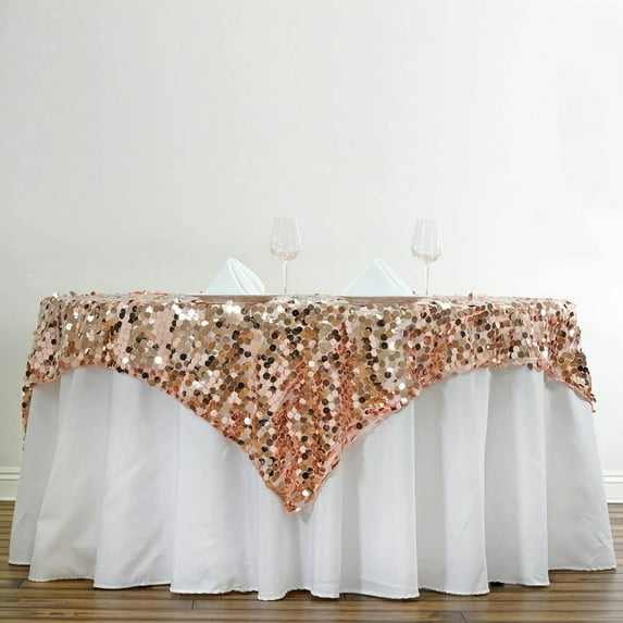 Balsa Circle 72" x 72" Blush Square Big Payette Sequin Table Overlay Linens Party Tablecloth Kitchen