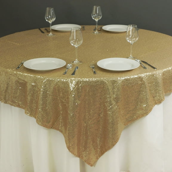 BalsaCircle 72" x 72" Champagne Square Sequined Table Overlays Wedding Catering Linens Tablecloth