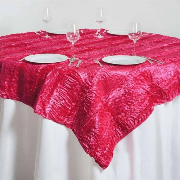 BalsaCircle 72" x 72" Fuchsia Square Raised Waves Satin Table Overlays Wedding Party Tablecloth