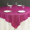 thumbnail image 1 of BalsaCircle 72" x 72" Fuchsia Square Sequined Table Overlays Wedding Catering Linens Tablecloth, 1 of 2