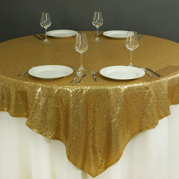 BalsaCircle 72" x 72" Gold Square Sequined Table Overlays Wedding Catering Linens Tablecloth