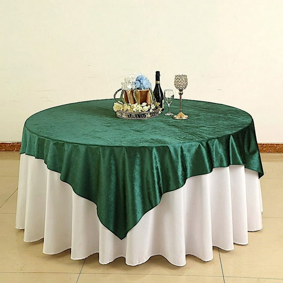 BalsaCircle 72" x 72" Hunter Green Square Premium Velvet Table Overlay Wedding Party Tablecloth
