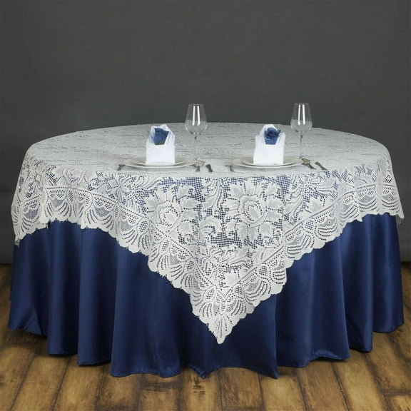 BalsaCircle 72" x 72" Ivory Square Lace Table Overlays Wedding Catering Linens Tablecloth
