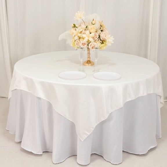BalsaCircle 72" x 72" Ivory Square Satin Table Overlays Smooth Finish Wedding Party Tablecloth Linens Dinner