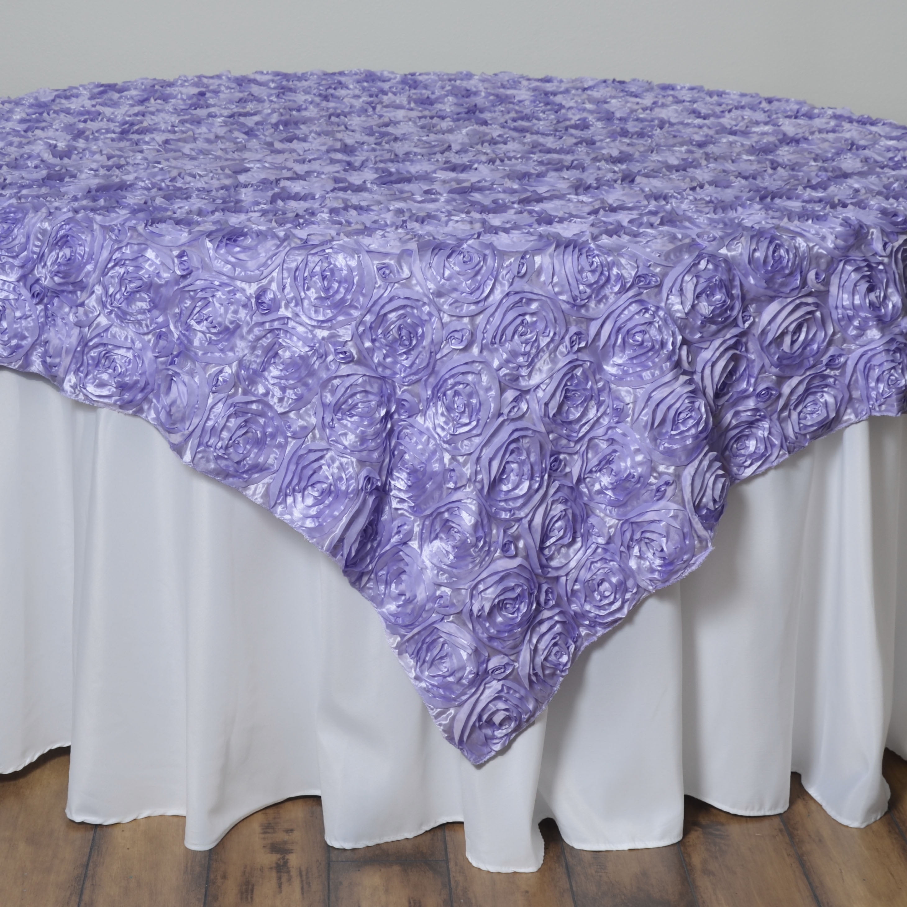 BalsaCircle 72" x 72" Lavender Raised Rosette Table Cover Overlays