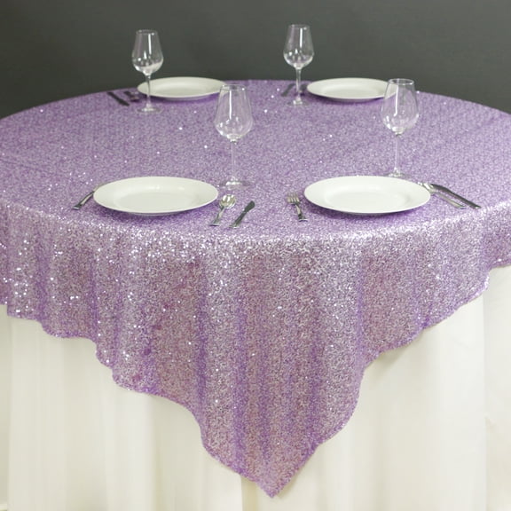 BalsaCircle 72" x 72" Lavender Square Sequined Table Overlays Wedding Catering Linens Tablecloth