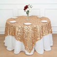 thumbnail image 1 of Balsa Circle 72" x 72" Matte Champagne Square Big Payette Sequin Table Overlay Linens Tablecloth Kitchen, 1 of 8