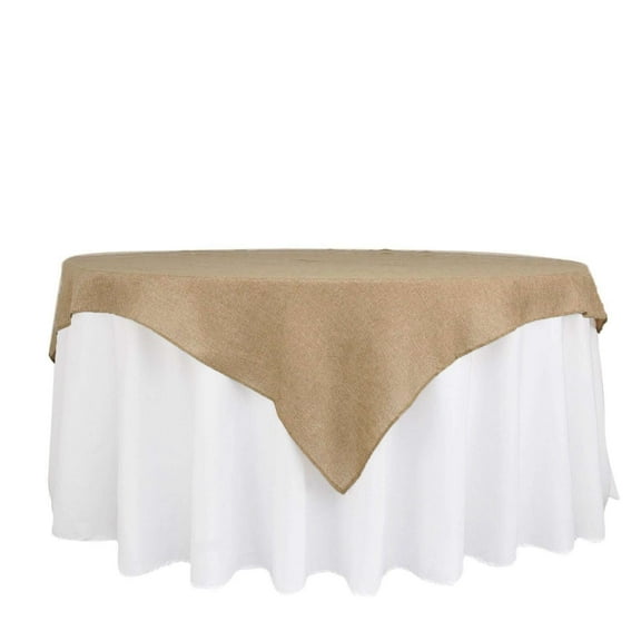 BalsaCircle 72" x 72" Natural Faux Burlap Square Table Overlay Wedding Party Tablecloth Linens