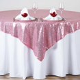 thumbnail image 1 of BalsaCircle 72" x 72" Pink Square Sequined Table Overlays Wedding Catering Linens Tablecloth, 1 of 3