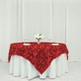 thumbnail image 1 of BalsaCircle 72" x 72" Red Raised Rosette Table Cover Overlays Table Wedding Tablecloth, 1 of 8