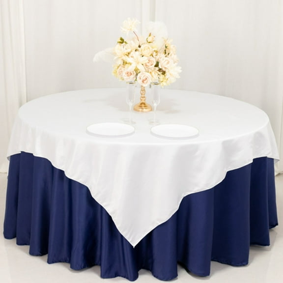 BalsaCircle 72" x 72" White Square Satin Table Overlays Smooth Finish Wedding Party Tablecloth Linens Dinner