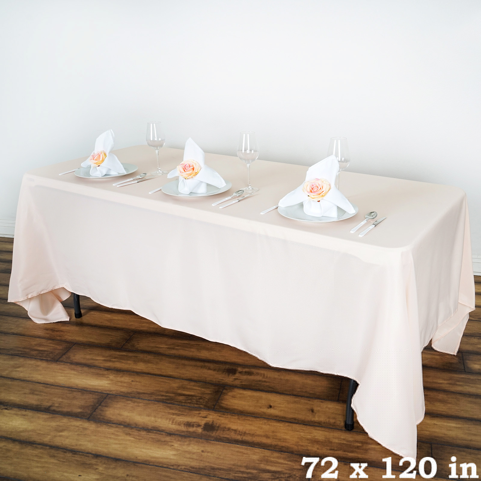 BalsaCircle 72x120" Polyester RECTANGULAR Tablecloth - Table Linens - Blush