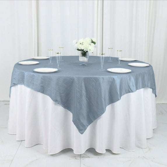 BalsaCircle 72x72 in Dusty Blue Square Accordion Crinkled Taffeta Table Overlay Party Events Decorations Supplies