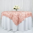 thumbnail image 1 of BalsaCircle 72x72 in Dusty Rose Taffeta Square Table Overlay 3D Leaves Petals Design Party Events Decorations Supplies, 1 of 8