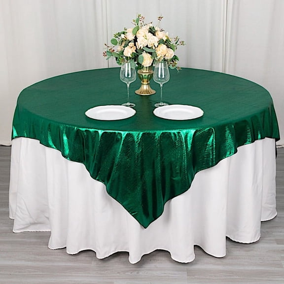BalsaCircle 72x72 in Hunter Green Glitter Sequin Dots Polyester Square Table Overlay Wedding Party Events Decorations