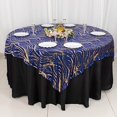 thumbnail image 1 of BalsaCircle 72x72 in Royal Blue Gold Wavy Embroidered Sequined Tulle Square Table Overlay Party Events Decorations Supplies, 1 of 8