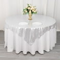 thumbnail image 1 of BalsaCircle 72x72 in Silver Glitter Sequin Dots Polyester Square Table Overlay Wedding Party Events Decorations, 1 of 7