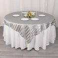 thumbnail image 1 of BalsaCircle 72x72 in Silver Satin Stripes Square Table Overlay Wedding Party Linen Events Decorations Supplies, 1 of 6