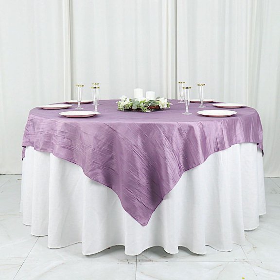 BalsaCircle 72x72 in Violet Amethyst Square Accordion Crinkled Taffeta Table Overlay Party Events Decorations Supplies