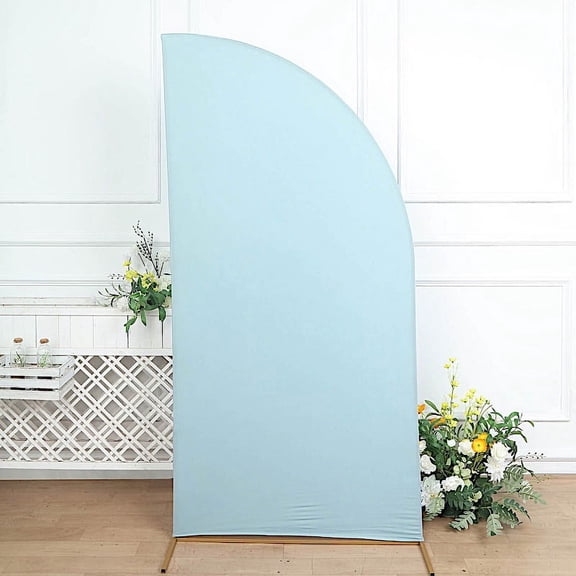 BalsaCircle 7x3 feet Dusty Blue Matte Fitted Spandex Half Moon Wedding Arch Backdrop Stand Cover Party Events Decorations