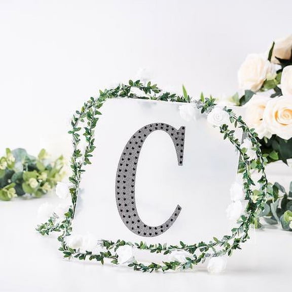 Balsa Circle 8" Black Solid Letter C Self-Adhesive Rhinestones Gems Sticker